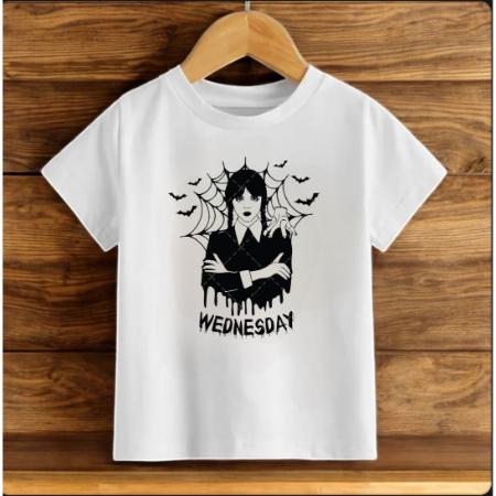 Wednesday Baskılı Oversize  Pamuk Kiz Çocuk T-shirt